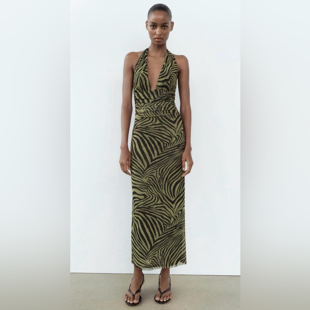 ZARA PRINTED TULLE DRESS.  SIZE  S